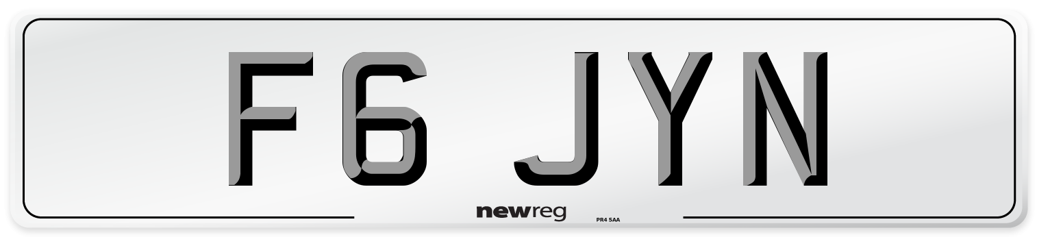 F6 JYN Number Plate from New Reg